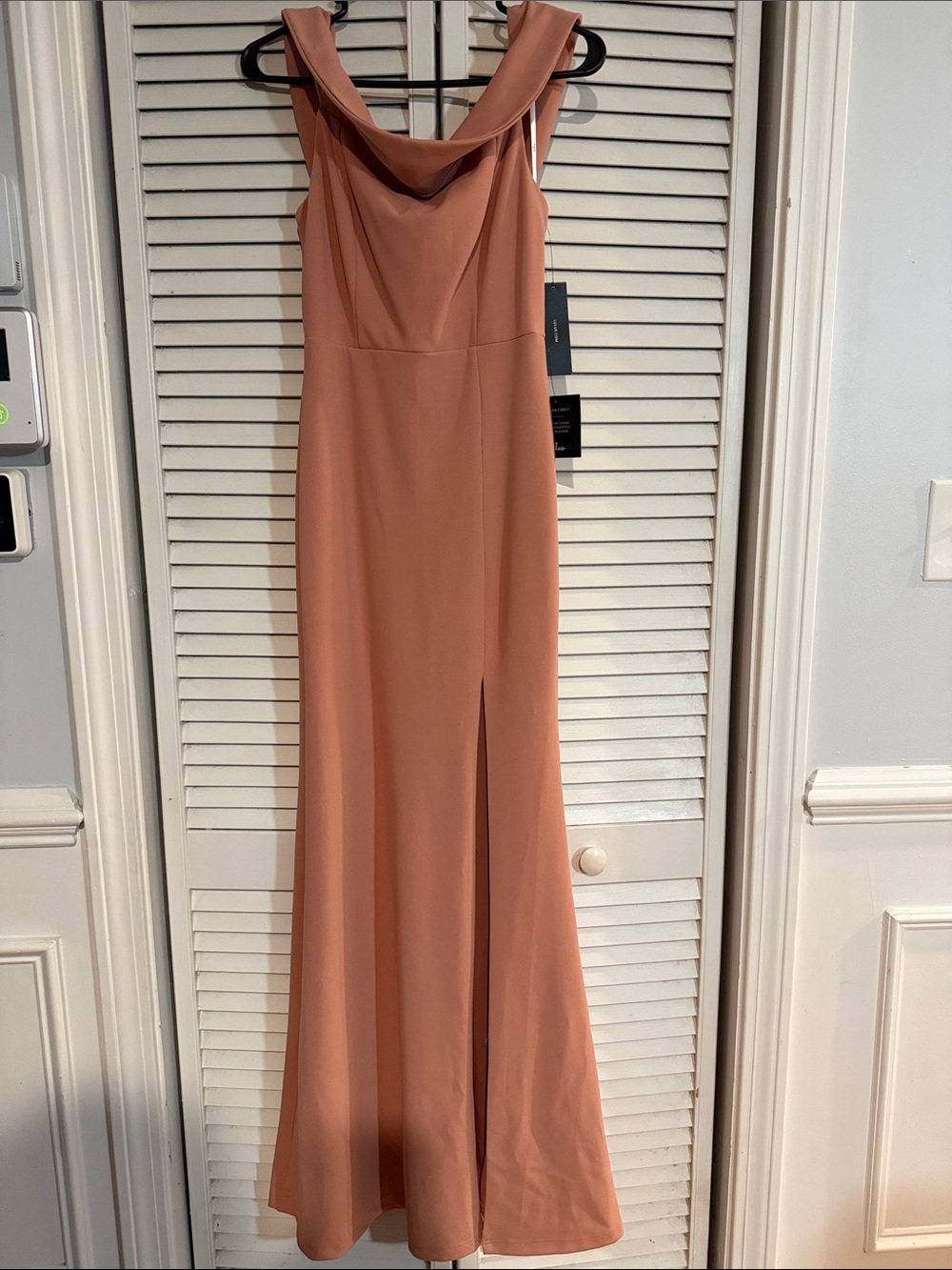 Lulu's Dusty Rose Cowl Neck Maxi Gown